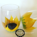 Handpainted Spring Sunflower wine glass Stemless Wine Goblet